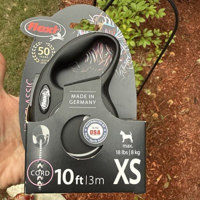 FLEXI New Classic Cord Retractable Dog Leash for Extra Small - 10 ft, Black 