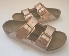 Birkenstock Arizona Rose Gold Metallic Slides Sandals Youth EU32 US 1-1.5 New