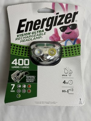 Energizer Vision Ultra Rechargeable Headlamp 400 Lumens IPX4 7 Modes NEW