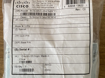 Cisco RCKMNT-19-CMPCT für Cisco Compact Switch 3560 2960 ME-3400 Rack Mount Kit