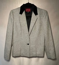 Vintage SASSON Checkered Wool Blend Blazer Jacket 80s / 90s Size 6