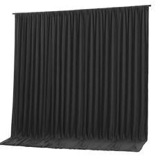 2 PCS 10x10 Ft Black Backdrop Curtain Panels Wrinkle Free Polyester Drapes