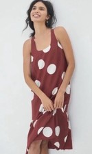 Anthropologie Polka Dot 3/4 Length Dress Sleeveless Rust Color Size Small $148
