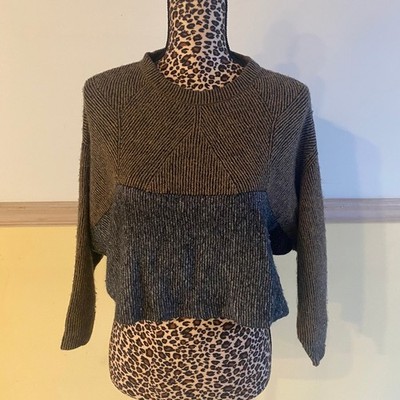 Liu Jo Milano Knit Sweater Metallic Sparkle Chevron Patchwork Cropped Women