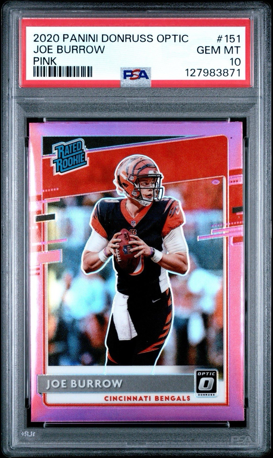 2020 PANINI DONRUSS OPTIC JOE BURROW PINK PSA GEM MT 10
