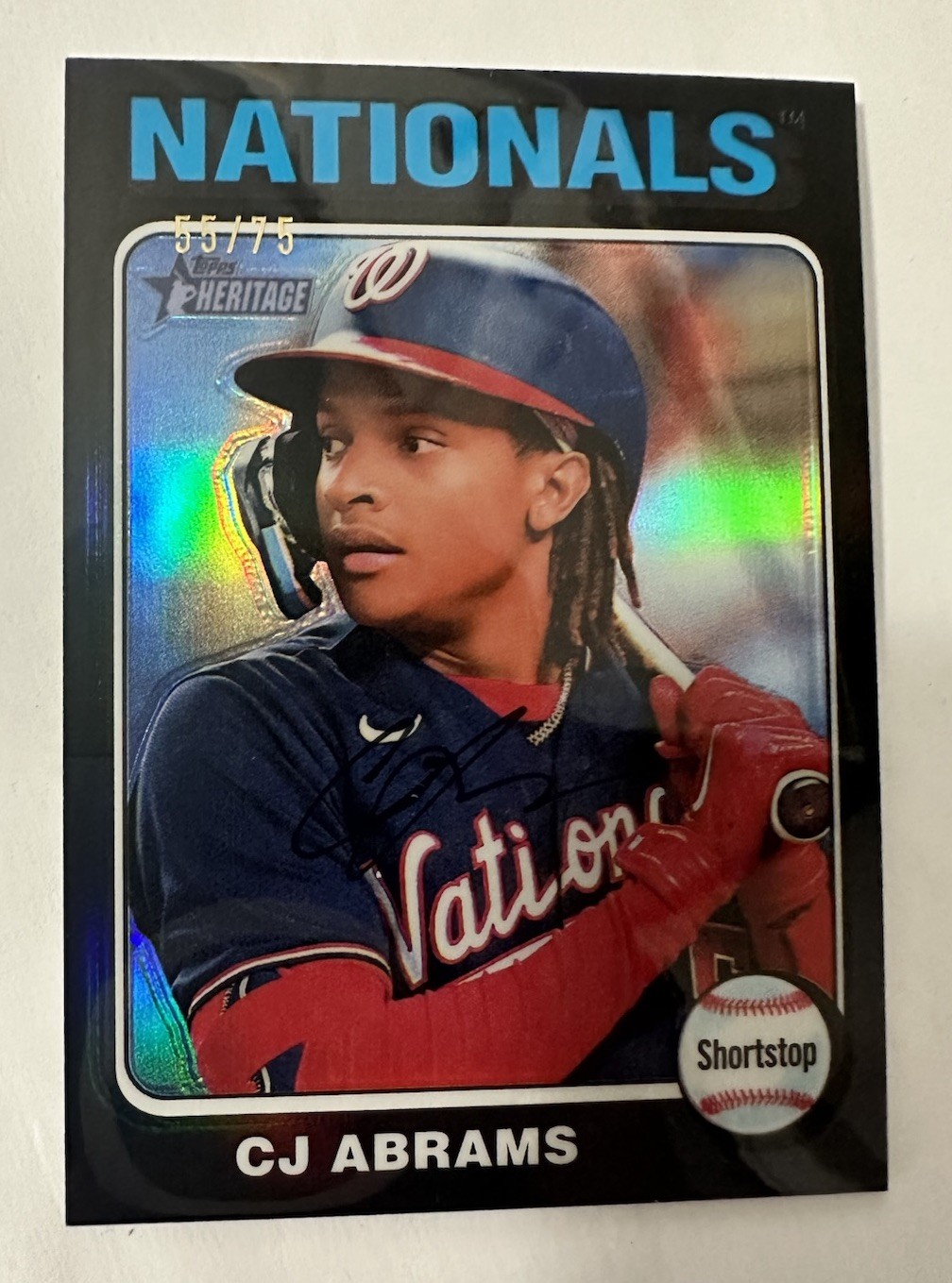 2024 Topps Heritage Chrome #446 C.J. CJ Abrams Black Border Refractor 55/75
