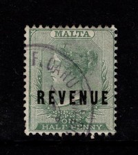 Malta 1800s 1/2p Revenue Used WMk CA - S51499