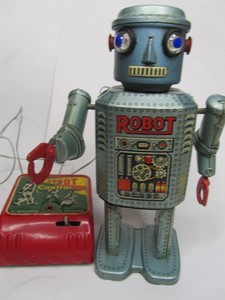 Vintage 1950's Tin Robot R-35 Japan Trade Mark Modern Toys 8" Does Not Run