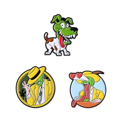 3 Stück Jim Carrey The Mask Film Charakter Emaille Pins Pinback Abzeichen Metall Brosche - Bild 1 von 4