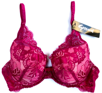 Gossard Gypsy Underwired Padded Plunge Bra 34C Pink BNWT