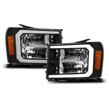 Topline For 2007-2014 Gmc Sierra Drl Led Strip Bar Headlights Signal Amber Black