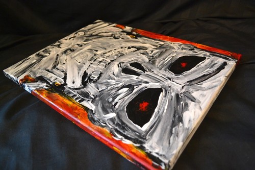 Canvas Art Painting Terminator Movie Skull Impressionism 16x12 inch Acrylic - Picture 6 of 10
