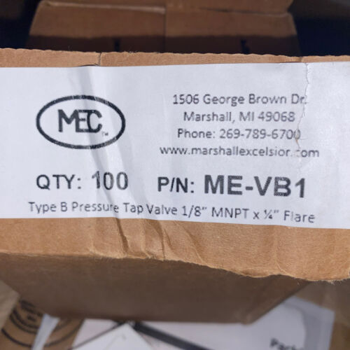 10 Pack MEC ME-VB1 1/8 in. MNPT x 1/4 in. Flare Presto Style Schrader Valve New - Picture 1 of 2