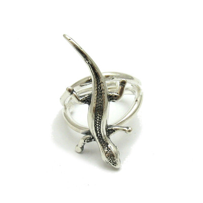 Schlichter Sterling Silber Ring Gecko Salamander massiv 925 größenverstellbar Kaiserin