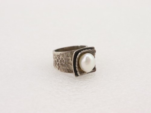 9 Grams Vintage 925 Sterling Silver Silpada Hammered Pearl Ring Sz 6.25 R0898 - Picture 11 of 18