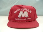 Vintage mesh snapback trucker style hat maroon red may pipe and supply co. inc