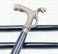 Vintage Antique Snake Head Derby Handle Black Wooden Walking Stick Cane Gift