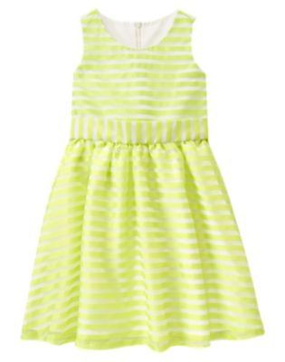 NWT GYMBOREE SPRING LAWN PARTY Green Stripe Organza DRESS 4 5 6 7 WEDDING Easter