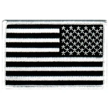 AMERICAN FLAG PATCH BLACK WHITE US REVERSE MORALE LEFT SIDE embroidered iron-on
