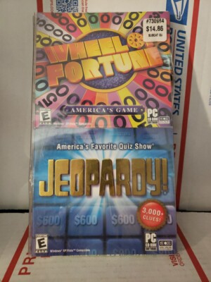 Vtg Windows 2000 XP/Vista PC CD-Rom Jeopardy & Wheel Of Fortune Encore Shelf177