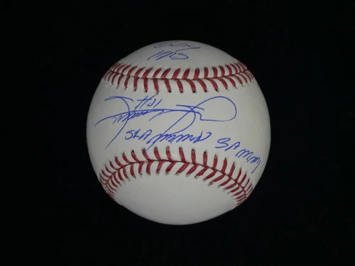 SAMMY SOSA SIGNED OMLB BASEBALL WITH "SLAMMIN SAMMY & 609 HRS" JSA WITNESSED COA