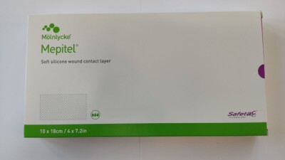 10 Sheets (1 box) Mepitel Wound Contact Layer with Safetac 4'' x 7.2'' (10x18cm)