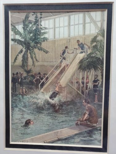 Picture Print Baths at Monterey Color Reproduction Double Mat Harper's Weekly  - Picture 1 of 5