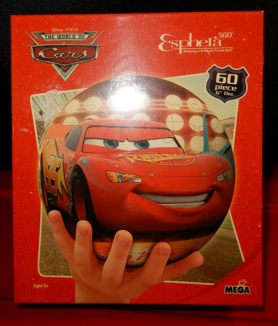 2008 MEGA Esphera 360 Disney Pixar CARS 6” Dia. 3D Puzzle Ball Lightning McQueen