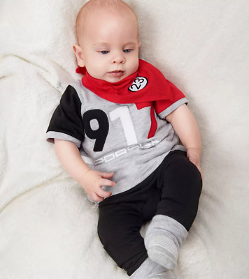 Porsche Toddler Three Piece Set. Soft Cotton Jersey Baby Clothing Set