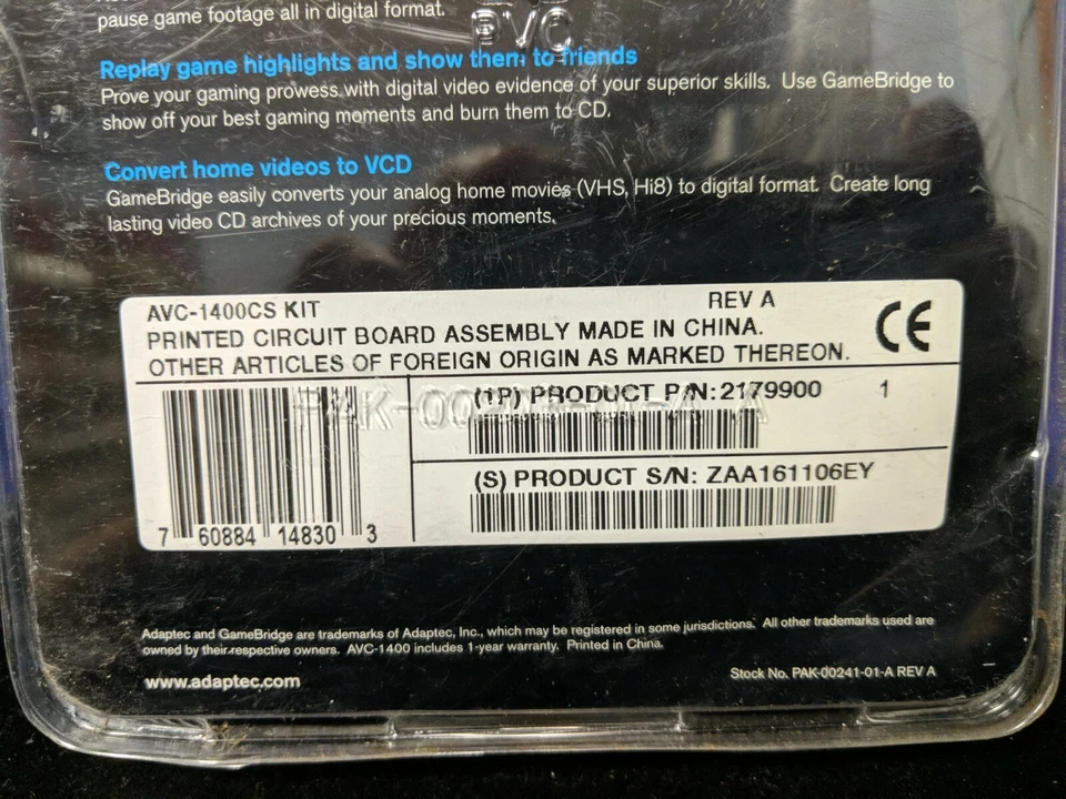 Adaptec GameBridge AVC-1400 Connect Game Console to PC Xbox PS2 GameCube VHS Hi8 - Image 4 of 4