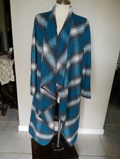 She + Sky Long Plait Blanket Kimono Coat Cardigan Open Front Size Small