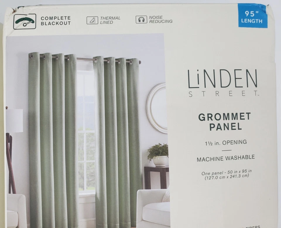 2 JcPenney Linden Street 50x95 Blackout Bayshore Grommet Panels Pair Arbor Green - Image 4 of 4