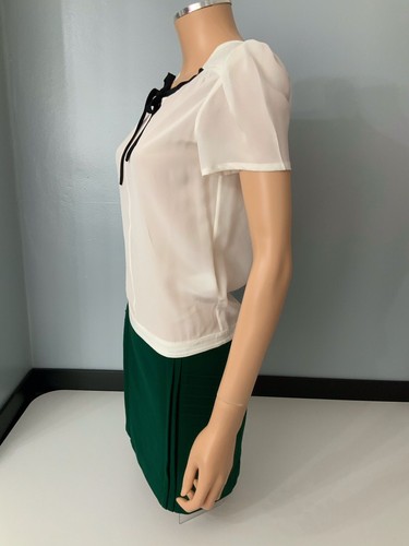 Maje NEW dress Bnwts Size 1 Uk 8 Bnwts Green & Ivory Silk Blend Short Sleeve - Picture 2 of 7