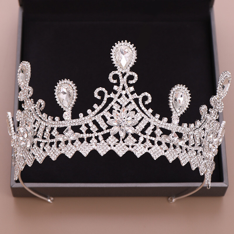 Tiara Corona Di Cristallo Con Strass - Set 3 Pezzi Per Matrimoni E Feste