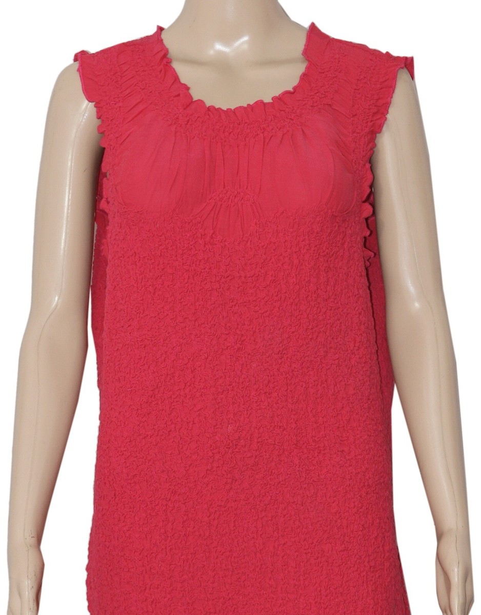 open lace back dress Anthropologie Red Pleated Tiered Sundress with Bishop Sleeves