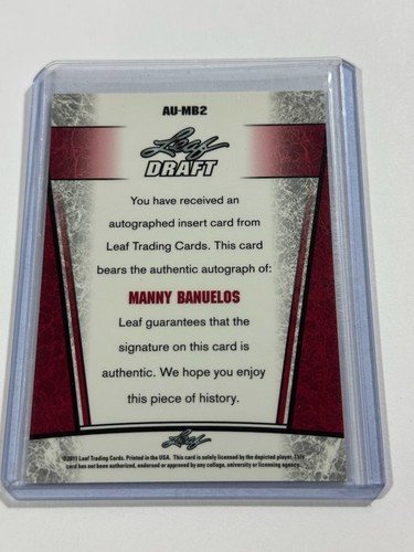 2011 Leaf Draft Manny Banuelos Auto / Card #AU-MB2 / New York Yankees - Picture 2 of 2
