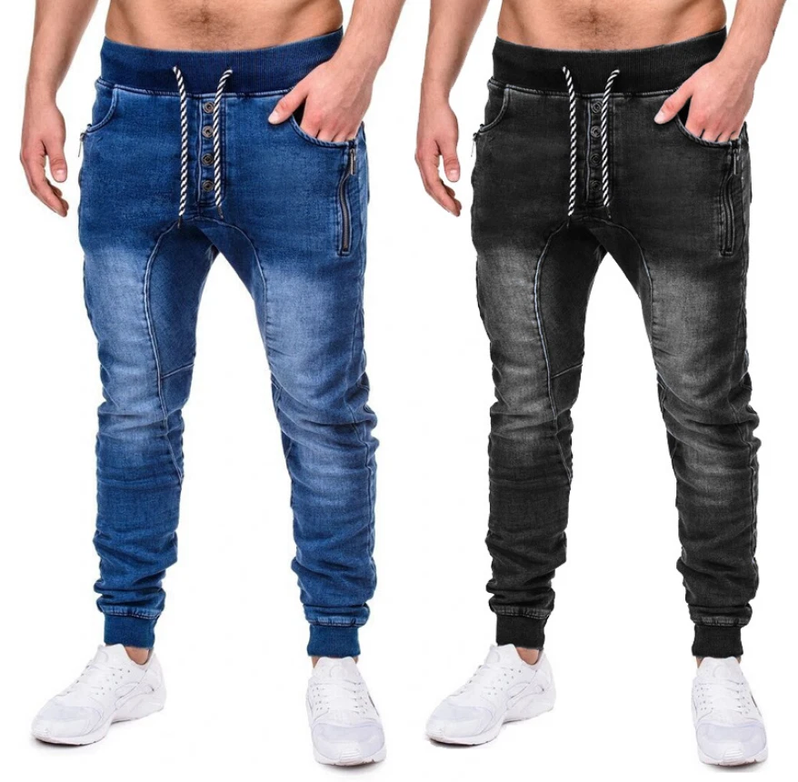 Jogger Trousers Mens Elastic Jeans Workout Pants eBay Denim Sweatpants Casual Pocket |