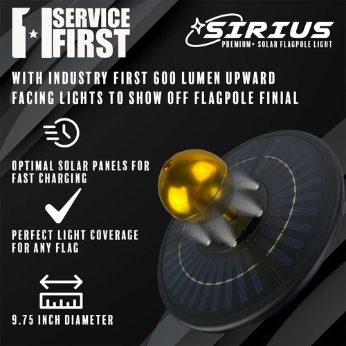 Sirius Solar Power Flagpole Light - Picture 8 of 14