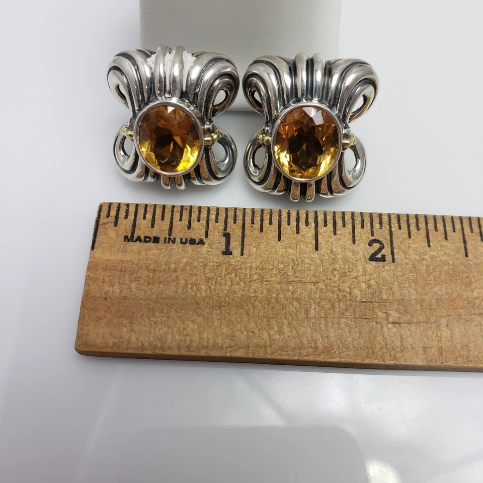 Pendientes de citrino de oro amarillo de 18k de plata de ley con caviar LAGOS Foto 3 de 4