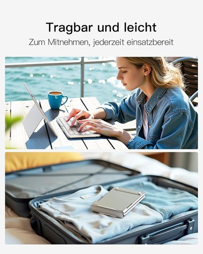 Inateck Clavier Pliable Bluetooth QWERTZ,Mini Portable avec 3 Bluetooth, Tablette - Photo 8/8