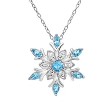 Silver Plated Snowflake Pendant Necklace Gift