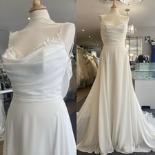 Simple Chiffon Wedding Dresses with Court Train Lace Straps A Line Bridal Gowns