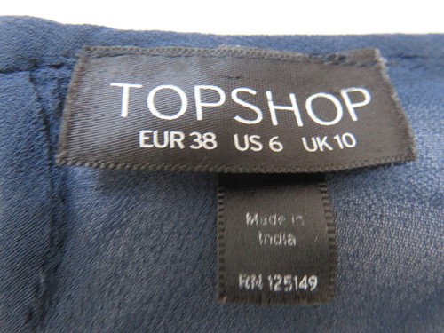 TOP SHOP BLUE MIX SOFT SILK VELVET & CONTRAST SHEER CHIFFON BACK TOP UK 8 - 10 - Picture 8 of 12
