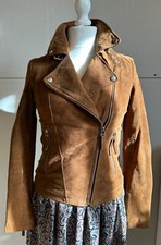 Esmar Heidi Klum Brown Suede Ladies Biker Jacket Size 10