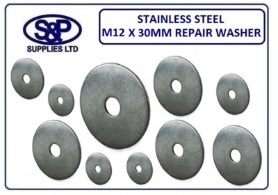 M12 X 30 MM - 12 MM X 30 MM A2 EDELSTAHL REPARATURSCHEIBE PFENNIGSCHEIBEN ST/STAHL