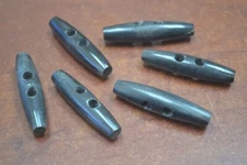 6 PCS BLACK HORN TOGGLE SEWING 2 HOLE BUTTONS CRAFT 2" #T-1013