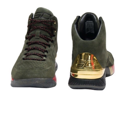 Under Armour UA Curry 1 Lux Wildleder oliv dunkelgrün 1296617 330 Herren 9,0 Curry - Bild 3 von 5