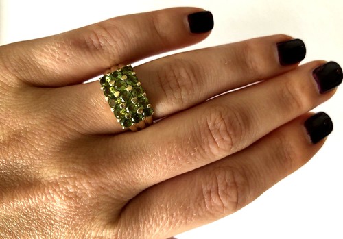 Elegante anillo STS Chuck Clemency NYC II 14K oro amarillo 15 peridoto damas talla 7 - Imagen 10 de 10
