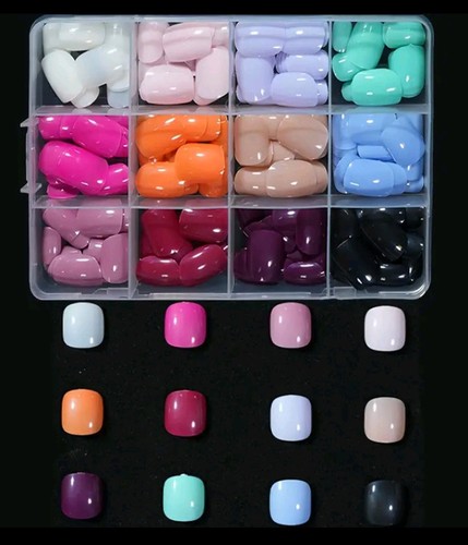 12 Colors 288 PC Press On Glossy Square Nails/ Toes Strong Adhesive Fashionable - Picture 7 of 7