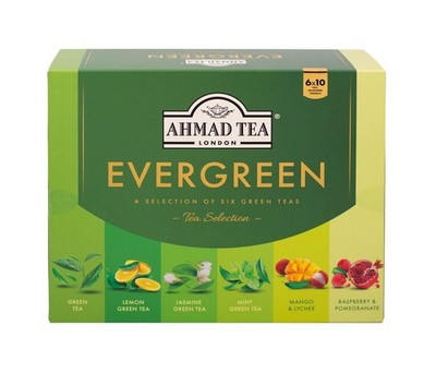 Ahmad Tea Green Tea Evergreen Selection | 60 Foil Teabags | Caffeinated